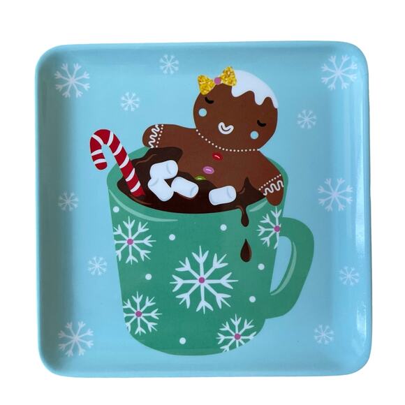 Sugarplum Dreams CHRISTMAS GINGERBREAD Appetizer Plate 5.75in Melamine Set 4 NEW - Picture 6 of 12